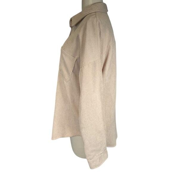 MIHOLL Corduroy Cream Color Oversized Shirt Shacket Women's Medium Button Down - Picture 3 of 11